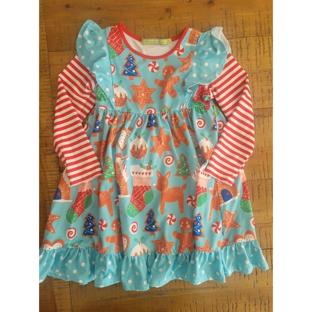 MILLIE LOVES LILY Christmas gingerbread dress girls 5